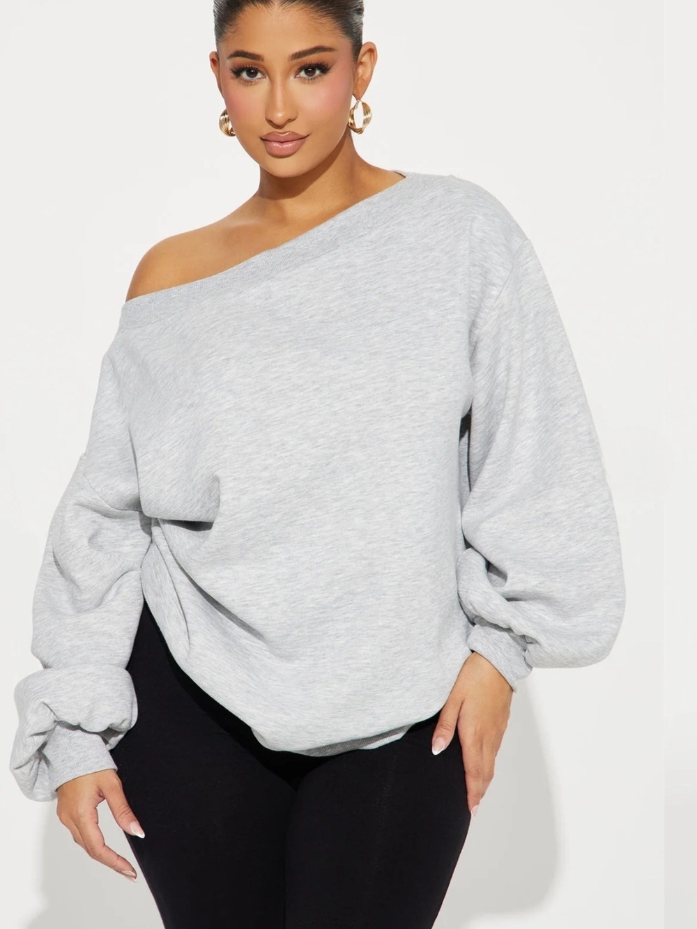 Fashion Nova Vera Off Shoulder Oversized Sweatshirt- Size M